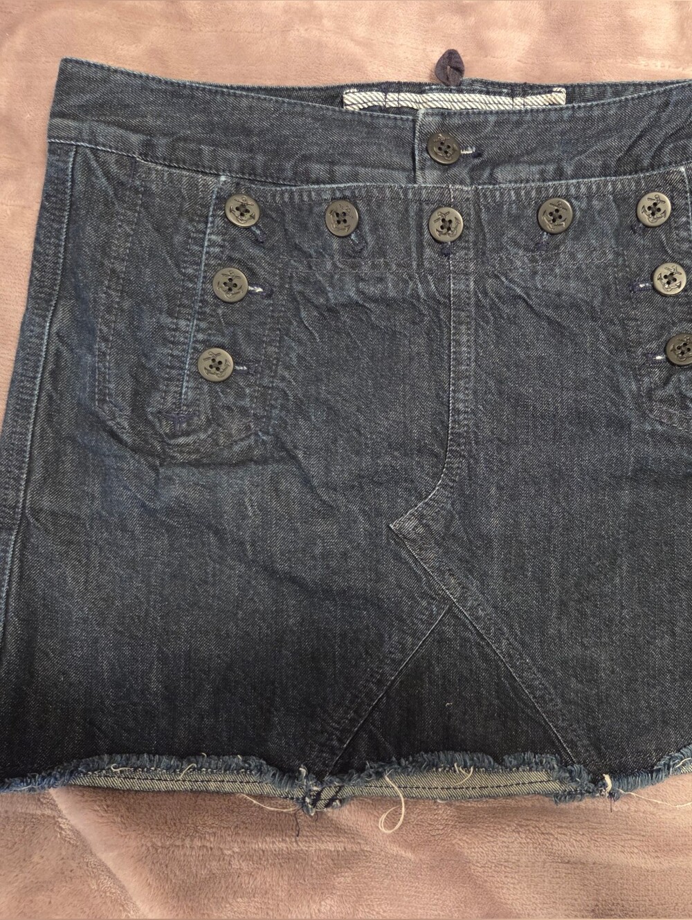 Madewell Button-Embellished Dark Denim Mini Skirt